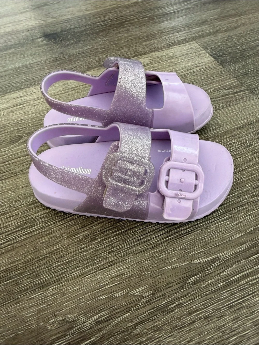 Mini Melissa Lilac Glitter Strap Buckle Sandals